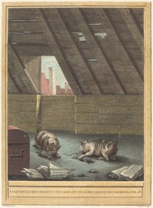 Hádka koček a psů a hádka koček a myší od Johann Christoph Teucher after Jean Baptiste Oudry