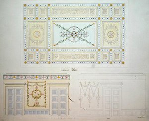 Dekorativní návrhy interiéru paláce Beberbeck, od Israela Schwalma (pero a akvarel na papíře) od Johann Conrad (after) Bromeis