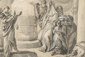 An Antique Sacrificial Scene, verso: Sketch of a Group of People, 1779 .