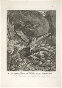 Fable III, deska tři z Instructive Fables of the Realm of Theire od Johann Elias Ridinger