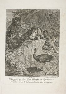Fable V, deska pět z Instructive Fables of the Realm of Theire od Johann Elias Ridinger