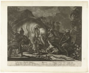 Lov slonů Amerika (název na objektu) od Johann Elias Ridinger