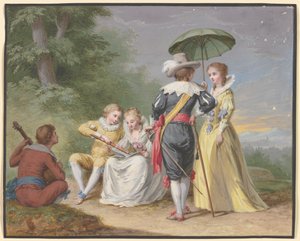 Hudební společnost na okraji lesa od Johann Friedrich August Tischbein