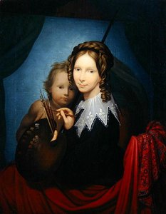Dědička-princezna Auguste, kopírující Sixtinskou Madonu (olej na plátně)