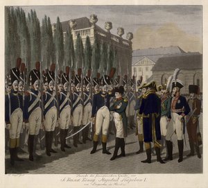 Přehlídka francouzských gard v Lustgarten v Berlíně 1806 - Juegel, Johann Friedrich (1772-1833) - 1806 - Akvatinta - 31,6x39 - Soukromá sbírka
