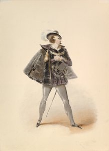 Studie kostýmu pro Belmonte v únosu ze seraglia W. A. Mozarta, ca. 1830-50. od Johann Georg Christoph Fries