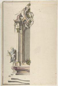 Návrh edikulárního oltáře se sv. Pavlem vlevo, polovina 18. století. od Johann Georg Dirr