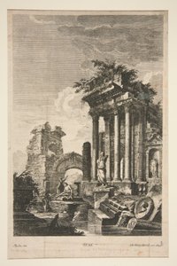 Capriccio s římskými ruinami od Johann Georg Hertel