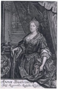 Anna Ivanovna byla císařovnou Ruska od 30. ledna 1730 do 29. října 1740. - Portrét císařovny Anny Ioannovny (1693-1740) - Mentzel (Menzel), Johann Georg (1677-1743) - 1733 - Mědirytina - 302,3x2 6 -Soukromá sbírka od Johann Georg Menzel