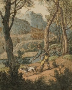 Lovec se dvěma psy od Johann Georg von Dillis