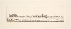Pohled na staré město s kostelem a vysokými štítovými domy.n.d. od Johann Gottfried Schadow