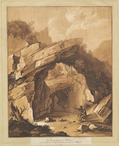 Pohled na jeskyni u Heilbrunnu nedaleko Salzburgu od Johann Gottlieb Prestel, after Schellinger