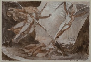 Satan zasažený Ithurielovým kopím od Johann Heinrich Füssli
