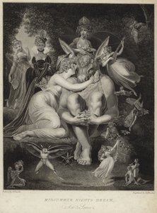 Titania líbající spodní část ve Snu noci svatojánské od Johann Heinrich Füssli