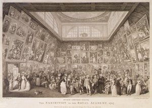 Vnitřní pohled na Somerset House ukazující výstavu Královské akademie umění v roce 1787 od Johann Heinrich Ramberg