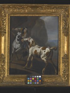 Indiánské zkrocení koně (olej na plátně) od Johann Heinrich Roos