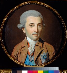 Portrét knížete Nikolaje Ivanoviče Saltykova (1736-1816) - Oeuvre de Johann Heinrich Schmidt (1749-1829), pastel na papíře (27,5x27,5 cm), cca 1780 - Portrét knížete Nikolaje I. Saltykova, Pastel na papíře J.H. Kovář