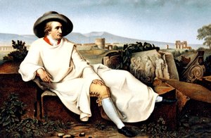 Goethe v Itálii, pohlednice, c. 1900 od Johann Heinrich Wilhelm (after) Tischbein