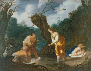 Latona proměňující rolníky v žáby, kolem 1644 (olej na mědi) od Johann Hulsman