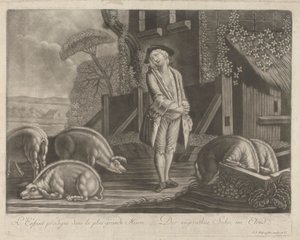 Marnotratný syn v největší bídě od Johann Jacobus Haid