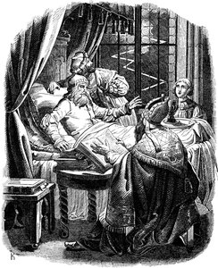 Jindřich lev před svou smrtí v Brunswieku Ilustrace z Geschichte des deutschen Volkes od E. Dullera, 1840