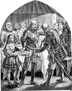 Jedno vejce dokola, ale dvě vejce pro galantního Schweppermanna Z Geschichte des deutschen Volkes od E. Dullera, 1840