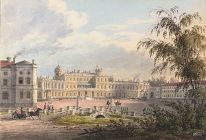 Císařský palác, Gatchina (tužka a akvarel zvýrazněné bílou a arabskou gumou na papíře) od Johann Jakob Meier