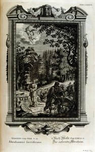 Abraham se připravuje obětovat Izáka od Johann Jakob Scheuchzer