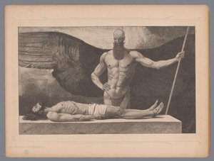Kristus v sarkofágu s andělem Der Triumph der Finsternis (název na objektu) Sedm mystických zobrazení (název série) od Johann Jakob Weber