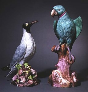 Augustus Rex Meissen postavy rybáka a andulky (porcelán)