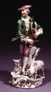 Míšeňský pastýř s dudami (porcelán)