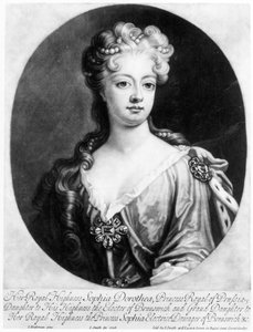 Sophia Dorothea, královna Pruska, vyryl John Smith, 1706 od Johann Leonhard Hirschmann