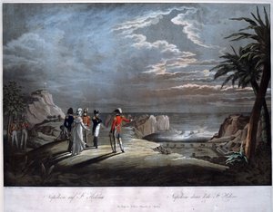 Napoleon Bonaparte na ostrově Svatá Helena - Rugendas, Johann Lorenz, mladší (1775-1826) - Akvatinta - 47x58 - Soukromá sbírka