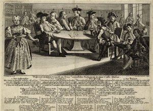 Rozhovor mezi 7 národy zapojenými do války v kavárně, 1757 od Johann Lorenz Rugendas the Elder