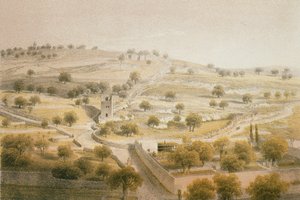 Getsemane, Olivetská hora. Lept od Bernatze et alii - Steinkopk J. F. Editore