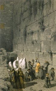 Západní zeď v Jeruzalémě. Barevná rytina Bernatze et alii - Steinkopk J.F. Editore