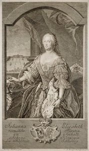 Portrét Johanny-Alžběty, elektorky z Anhalt-Zerbstu 1712-1760, matky Kateřiny II., 1756.