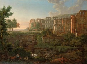 Capriccio pohled na zříceninu hradu Heidelberg