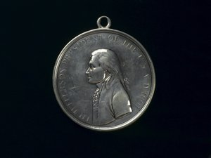 Indiánská mírová medaile Thomase Jeffersona, kolem roku 1801 (stříbrná) od Johann Mathias Reich