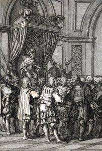 Vilhelm I:n (tai Vilhelm II, Hollannin kreivi) (1227-1256) esitys vuonna 1255 (Hollannin kreivi Willem II myönsi etuoikeuksia) Johann Michael Mettenleiterin (1765-1853) kaiverrus 1800 Yksityinen kokoelma