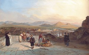 Santiago de Chile z kopce Santa Lucia při pohledu na západ, 1841 od Johann Moritz Rugendas