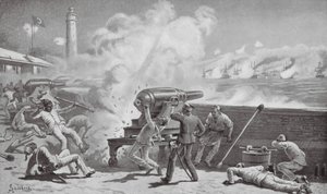 Bombardování Alexandrie (litografie) od Johann Nepomuk (after) Schonberg
