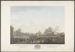 Příjezd Viléma I. do města Bruselu 30. března 1815 / Entrée de Guillaume 1er dans la Ville de Bruxelles, 30. Mars 1815 (název na předmětu) Dvanáct desek o příjezdu a inauguraci Viléma I. v Bruselu a bitvách u Quatre-Bras