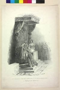 Chvíle před korunovací krále Ferdinanda V. v Bratislavě 28. května. září 1830 (litografie)