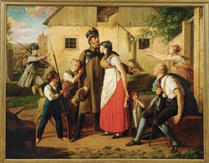Die Heimkehr des Landwehrmannes - Návrat domobrance ... (malba na plátně) od Johann Peter Krafft