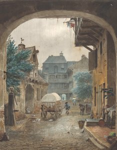 Pohled do nádvoří hostince v Colmar, 1821-77.