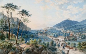 Pohled na palác Weilburg v Badenu u Vídně od Johann Raulino