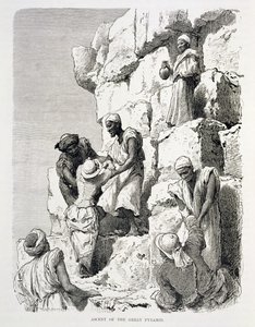 Výstup na Velkou pyramidu, 19. století (rytina na papíře) od Johann Rudolph the Elder Huber