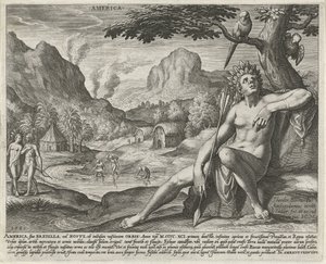 Amerika Amerika (název na objektu) Čtyři kontinenty (název série) od Johann Sadeler (I)