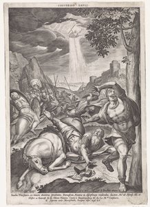 Bekering van Paulus Konverze Savli (název na objektu) od Johann Sadeler (I)